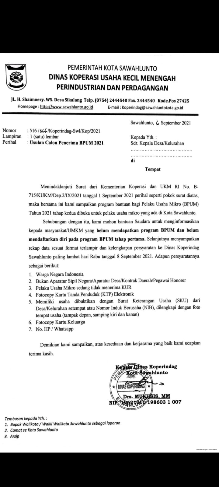 Usulan Calon Penerima BPUM 2021